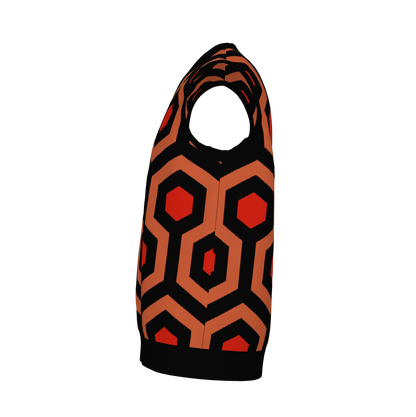 Overlook Hotel Carpet Pattern Knitted Sweater Vest – Horror Inspired V-Neck Knit