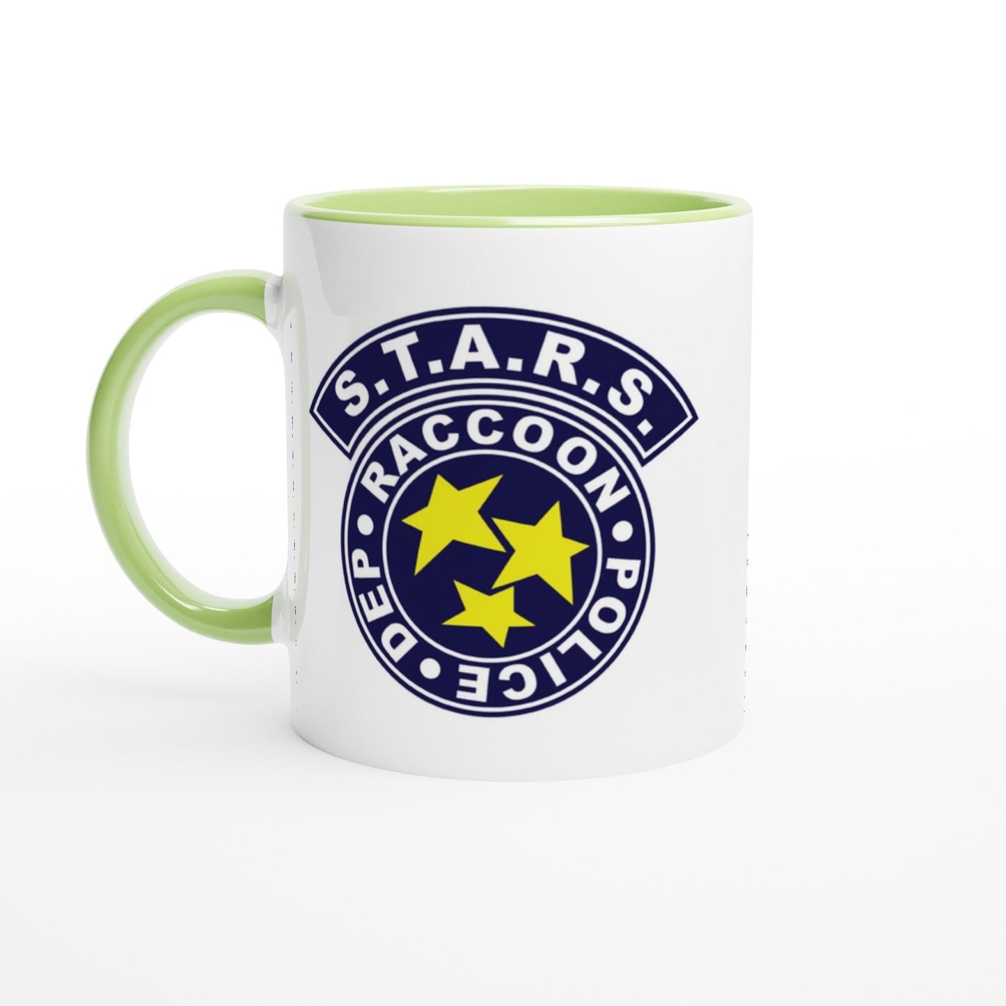 Mug with S.T.A.R.S. Raccoon Police Department logo on a white background