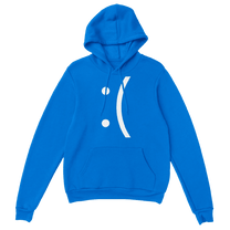 A blue hoodie features a white sad face emoticon referencing the Blue Screen of Death error message.