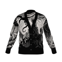 Witcher Inspired Knitted Cardigan - Pixel Art Fantasy Knitwear