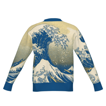 Great Wave Knit Cardigan - Japanese Art Inspired Custom Knitted Cardigan