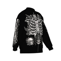 Overgrown Ribcage Bomber Jacket - Gothic Botanical Skeleton Knitwear
