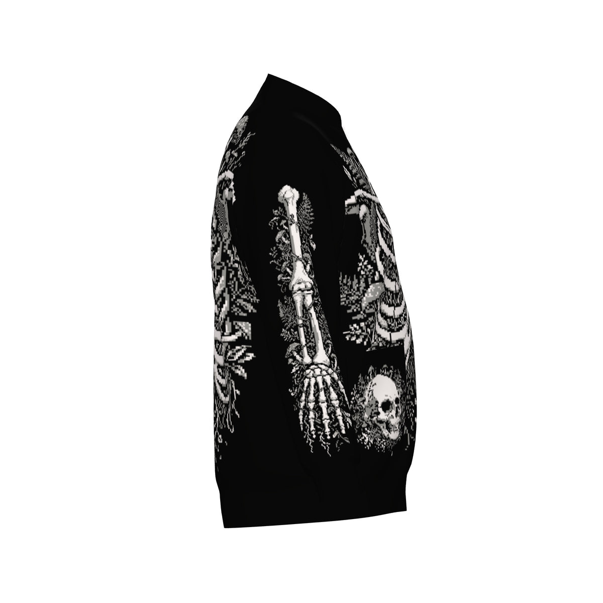 Overgrown Ribcage Bomber Jacket - Gothic Botanical Skeleton Knitwear