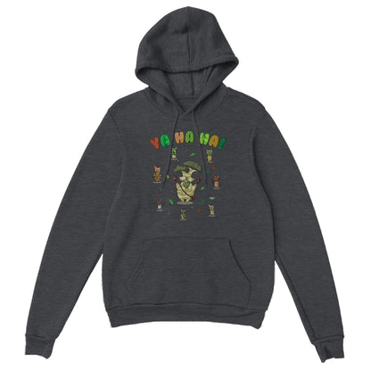 Grey Zelda hoodie with a colorful Hestu and Koroks graphic design on a white background