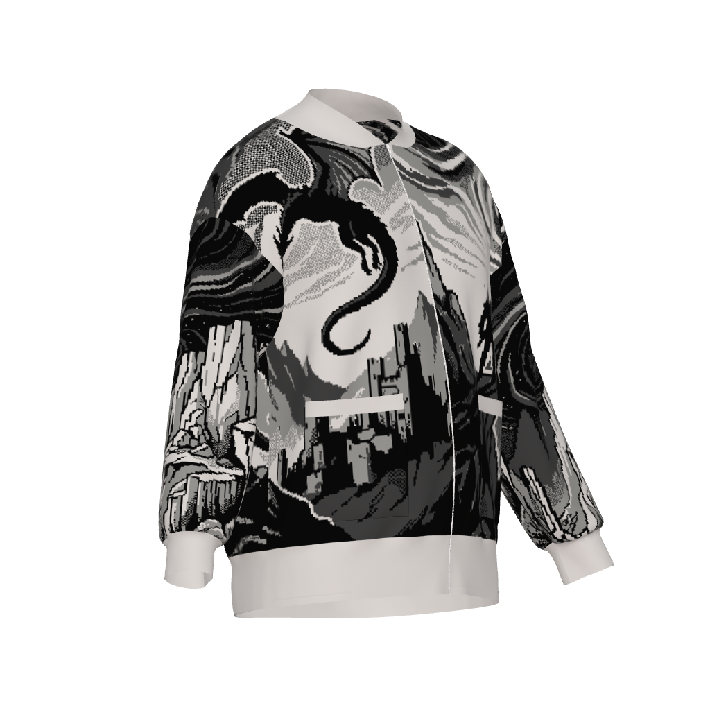 Witcher Inspired Knitted Bomber Jacket - Pixel Art Fantasy Knitwear