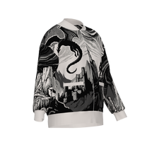 Witcher Inspired Knitted Bomber Jacket - Pixel Art Fantasy Knitwear