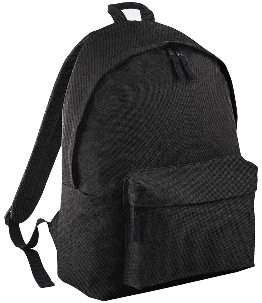 Black backpack on a white background