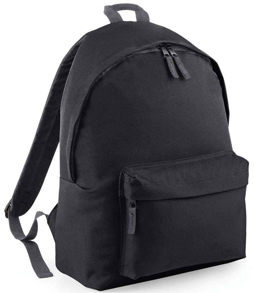 Black backpack on a white background