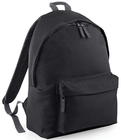 Black backpack on a white background