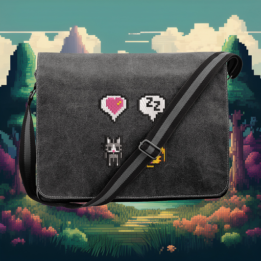 Stardew Cats Messenger Bag | Embroidered Icons and Emotes | Laptop Bag
