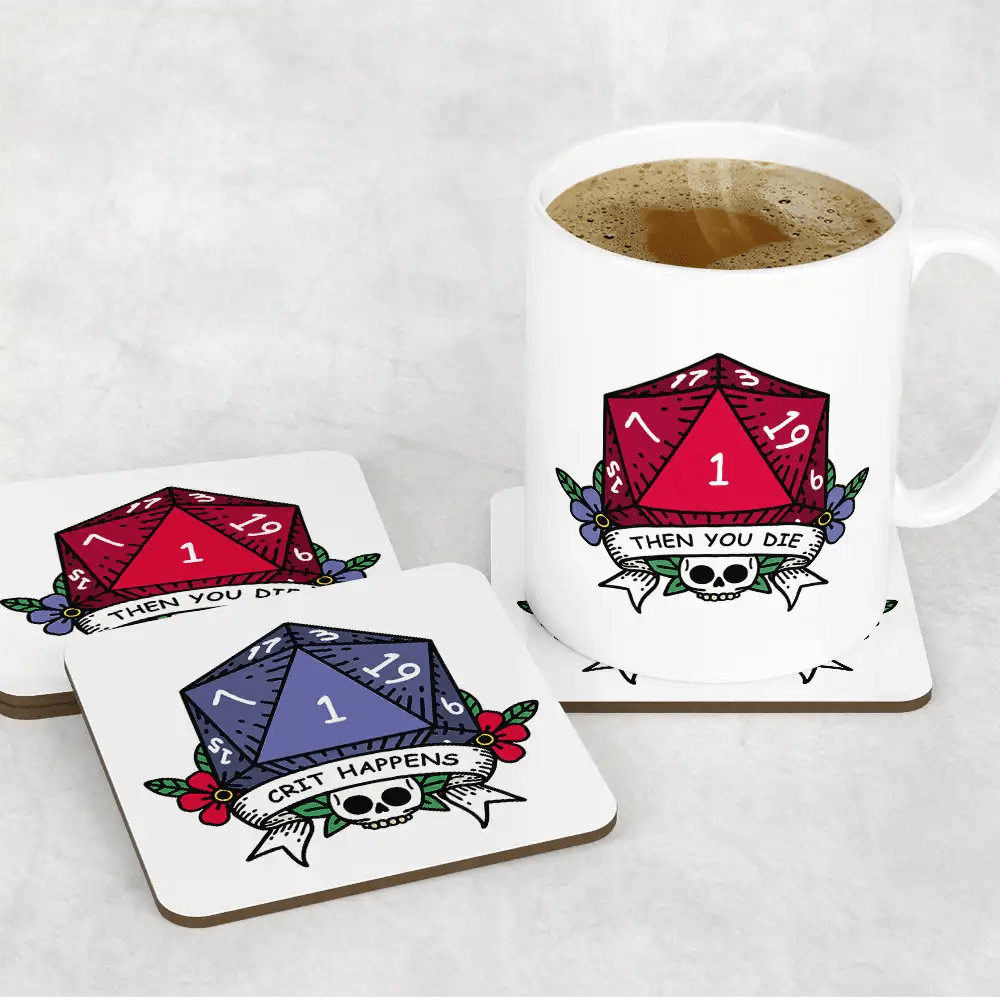 D&D Mug - Crit Happens / Then You Die, Double-Sided Dungeons & Dragons Mug
