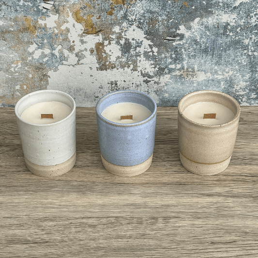 Handmade Rustic Ceramic Vegan Scented Candle Jar
