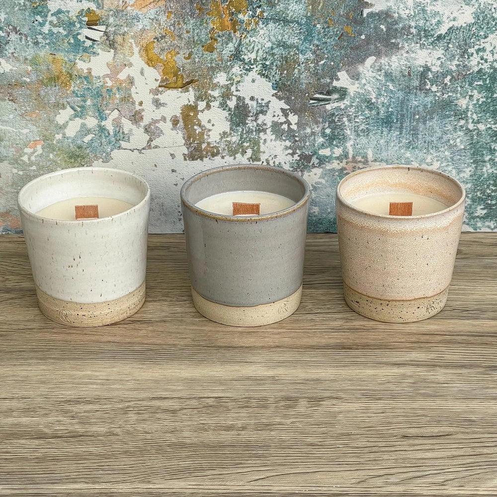 Handmade Rustic Ceramic Vegan Scented Candle Jar