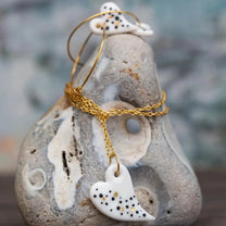 Fancy Porcelain Heart Earrings & Pendant Set