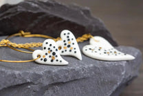 Fancy Porcelain Heart Earrings & Pendant Set
