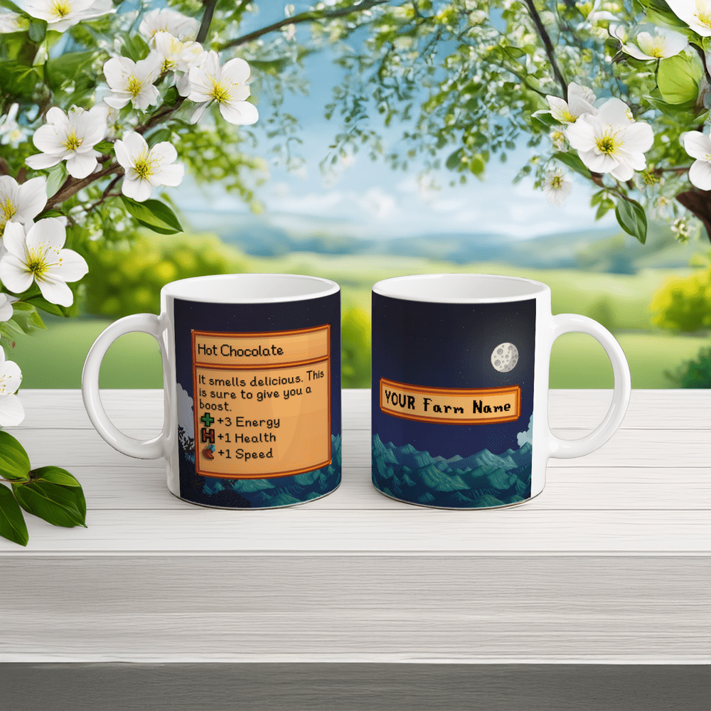 Stardew Custom Farm Mug | Tea or Coffee | Choose Drink & Background | Personalised Gift