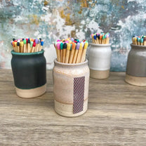 Handmade Ceramic Match Pot with Striker and Matches