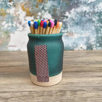Handmade Ceramic Match Pot with Striker and Matches