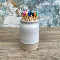 Handmade Ceramic Match Pot with Striker and Matches
