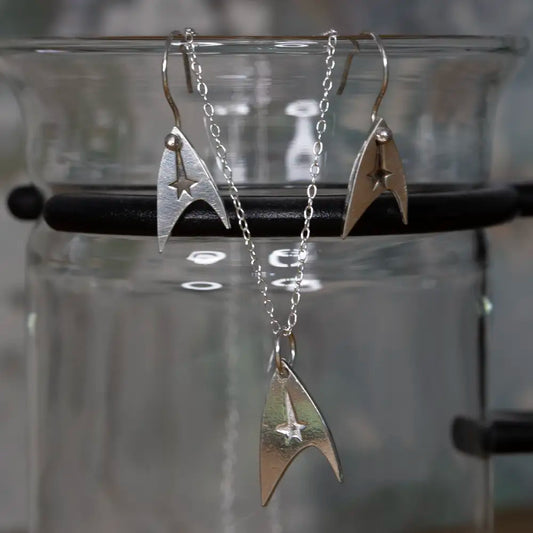 Star Trek Command Delta Pendant Drop Earrings Set - Trekkie Gift