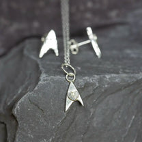 Sterling Silver Star Trek Delta Pendant & Earrings Set - Trekkie Gift
