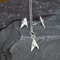 Sterling Silver Star Trek Delta Pendant & Earrings Set - Trekkie Gift