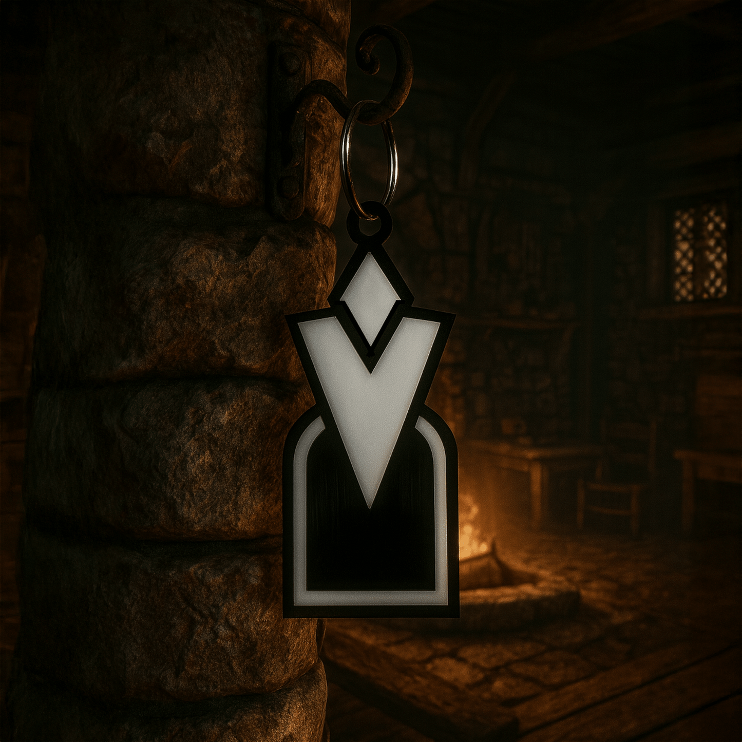 Quest Marker 3D Acrylic Keyring, Skyrim Inspired Icon - Gamer Gift