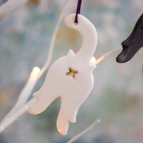 Cheeky Cat Bum Porcelain Ornament - Handmade Ceramic Funny Cat Decoration