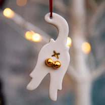 Cheeky Cat Bum Porcelain Ornament - Handmade Ceramic Funny Cat Decoration