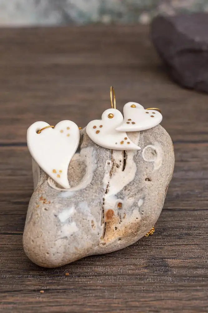 Porcelain Heart 24K Triple Dot Jewellery Set