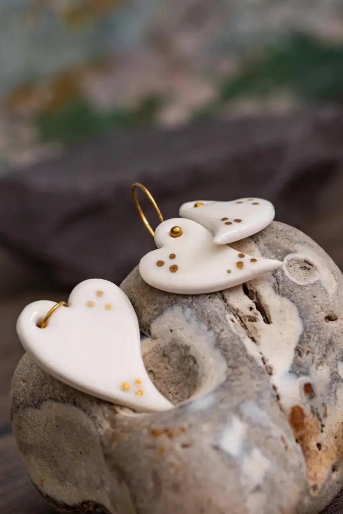 Porcelain Heart 24K Triple Dot Jewellery Set