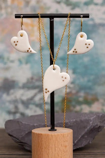 Porcelain Heart 24K Triple Dot Jewellery Set