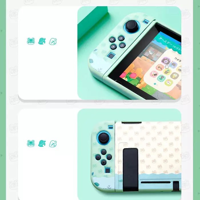Cute Protective Cover for Nintendo Switch / OLED | Dockable Soft Silicone Case | Gaming Accessories | Free Thumb Grips | Animal Crossing Style