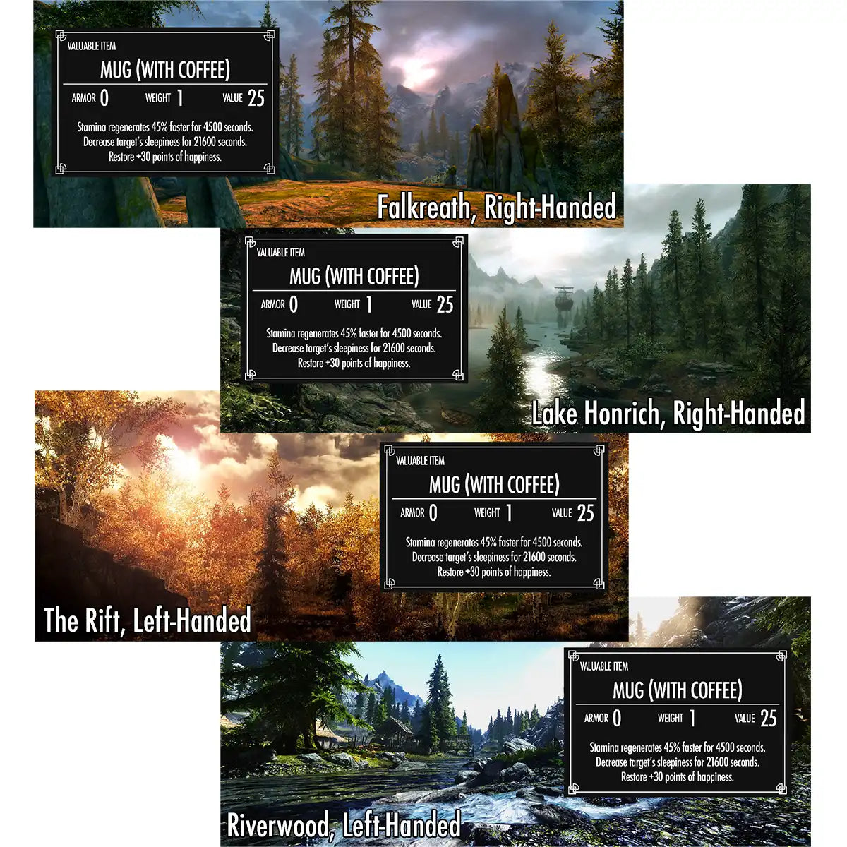 Personalised Skyrim Item Card Mug - Custom Stats, Buffs & Locations, Elder Scrolls Gift
