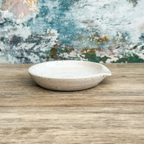 Handmade Stoneware Spoon Rest or Trinket Dish, Rustic Style with Lip