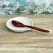 Handmade Stoneware Spoon Rest or Trinket Dish, Rustic Style with Lip