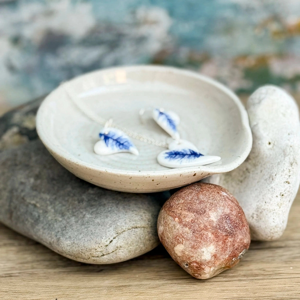 Handmade Stoneware Spoon Rest or Trinket Dish, Rustic Style with Lip