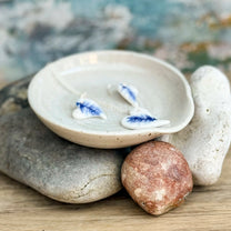 Handmade Stoneware Spoon Rest or Trinket Dish, Rustic Style with Lip
