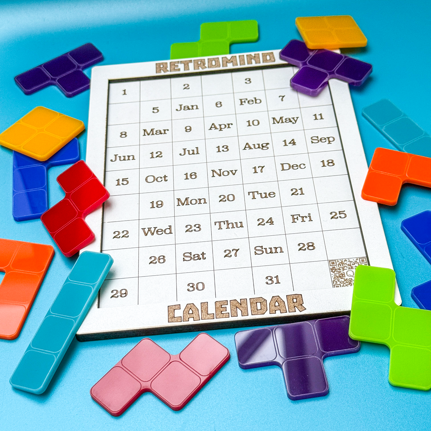 KronoBlox Puzzle | Perpetual Tetromino Calendar for Gamers | Desk Toy & Daily Brain Teaser