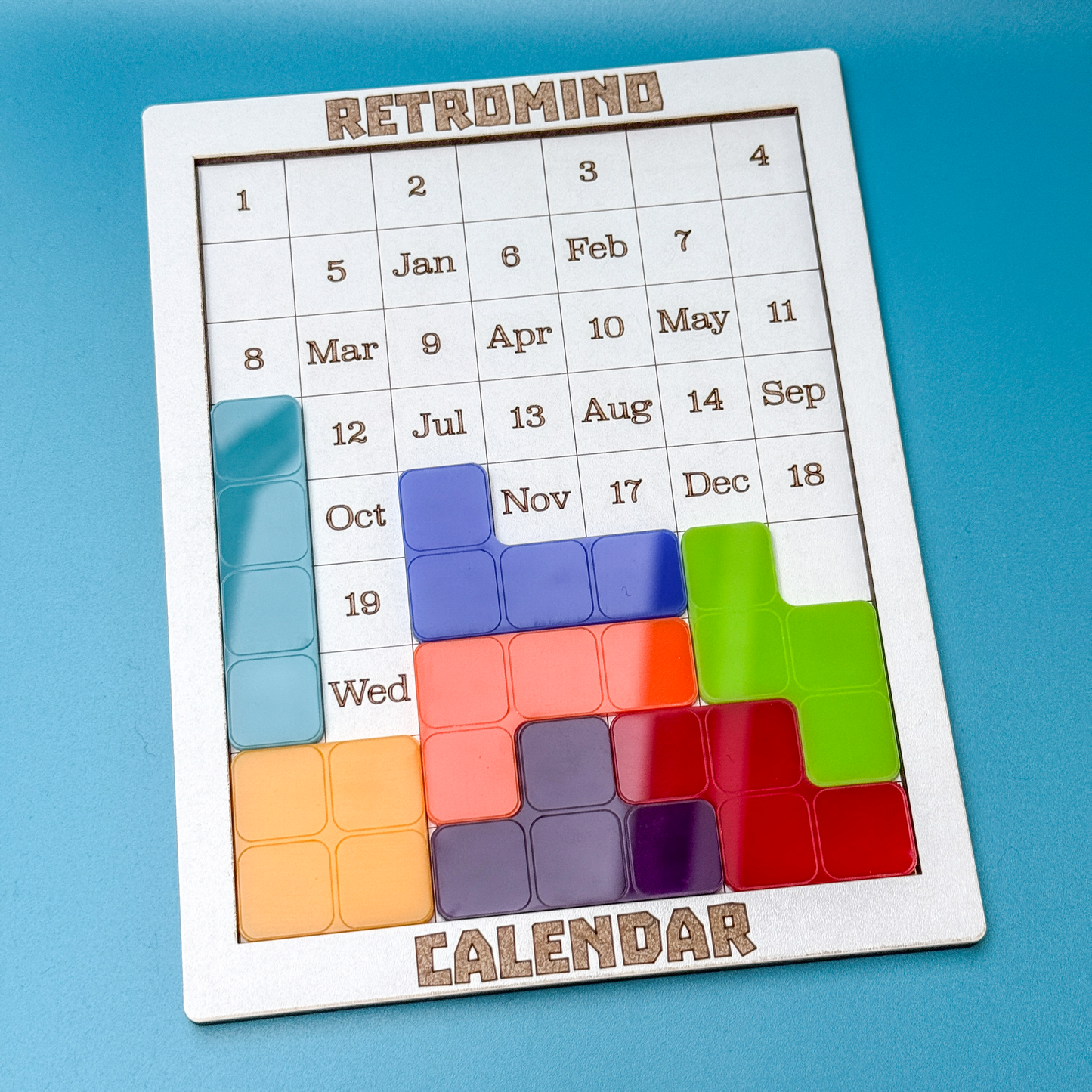 KronoBlox Puzzle | Perpetual Tetromino Calendar for Gamers | Desk Toy & Daily Brain Teaser