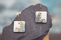 White Porcelain Paisley Earrings, Handmade Silver Jewellery