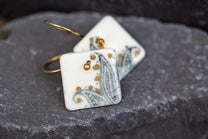 White Porcelain Paisley Earrings, Handmade Silver Jewellery