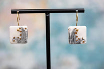 White Porcelain Paisley Earrings, Handmade Silver Jewellery
