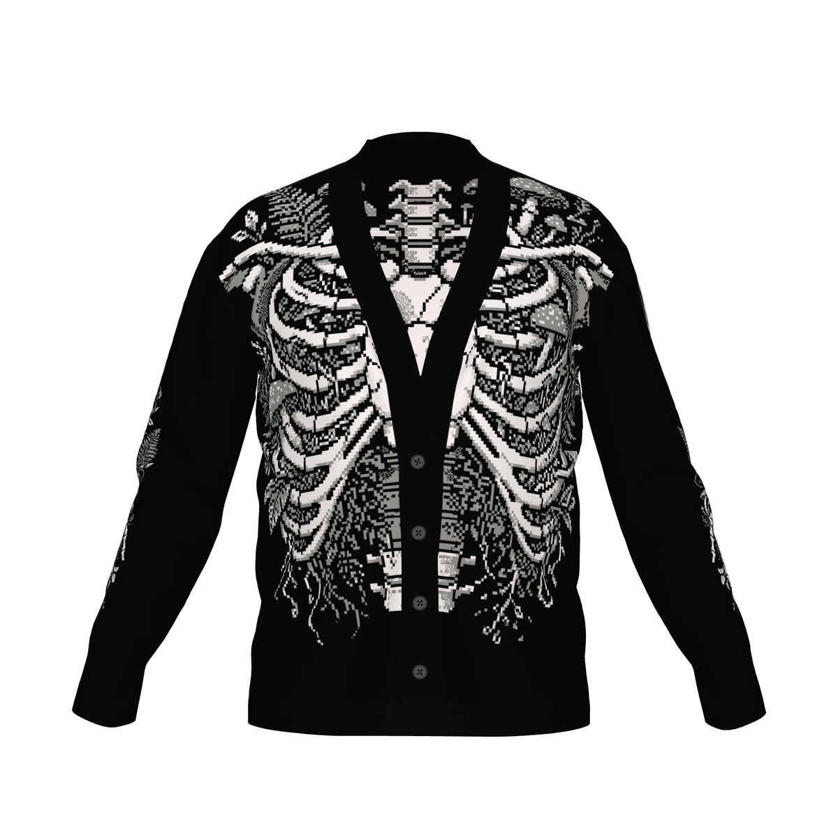 Overgrown Ribcage Cardigan - Gothic Botanical Skeleton Knitwear