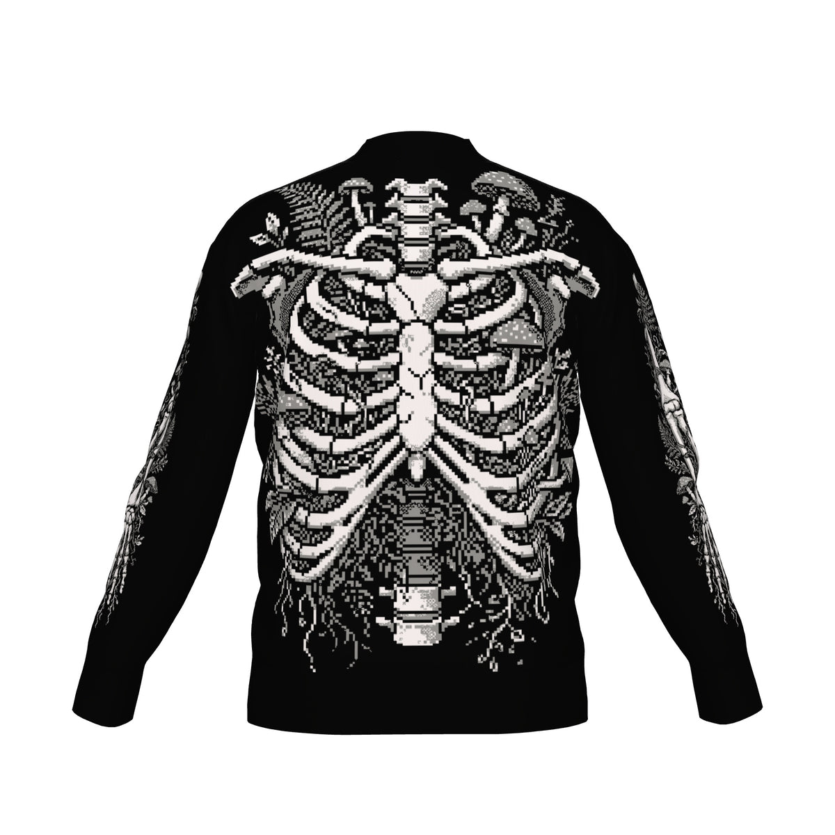 Overgrown Ribcage Cardigan - Gothic Botanical Skeleton Knitwear