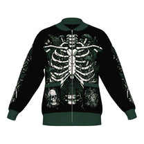 Overgrown Ribcage Bomber Jacket - Gothic Botanical Skeleton Knitwear