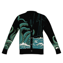 Cthulhu Rises Knitted Cardigan - Lovecraft Cosmic Horror Knitwear