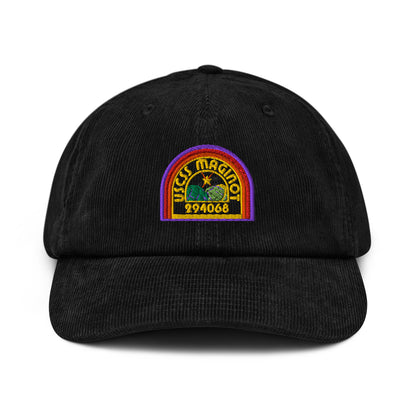 USCSS Maginot colourful embroidered logo corduroy cap on a white background