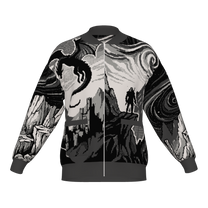 Witcher Inspired Knitted Bomber Jacket - Pixel Art Fantasy Knitwear