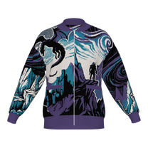 Witcher Inspired Knitted Bomber Jacket - Pixel Art Fantasy Knitwear